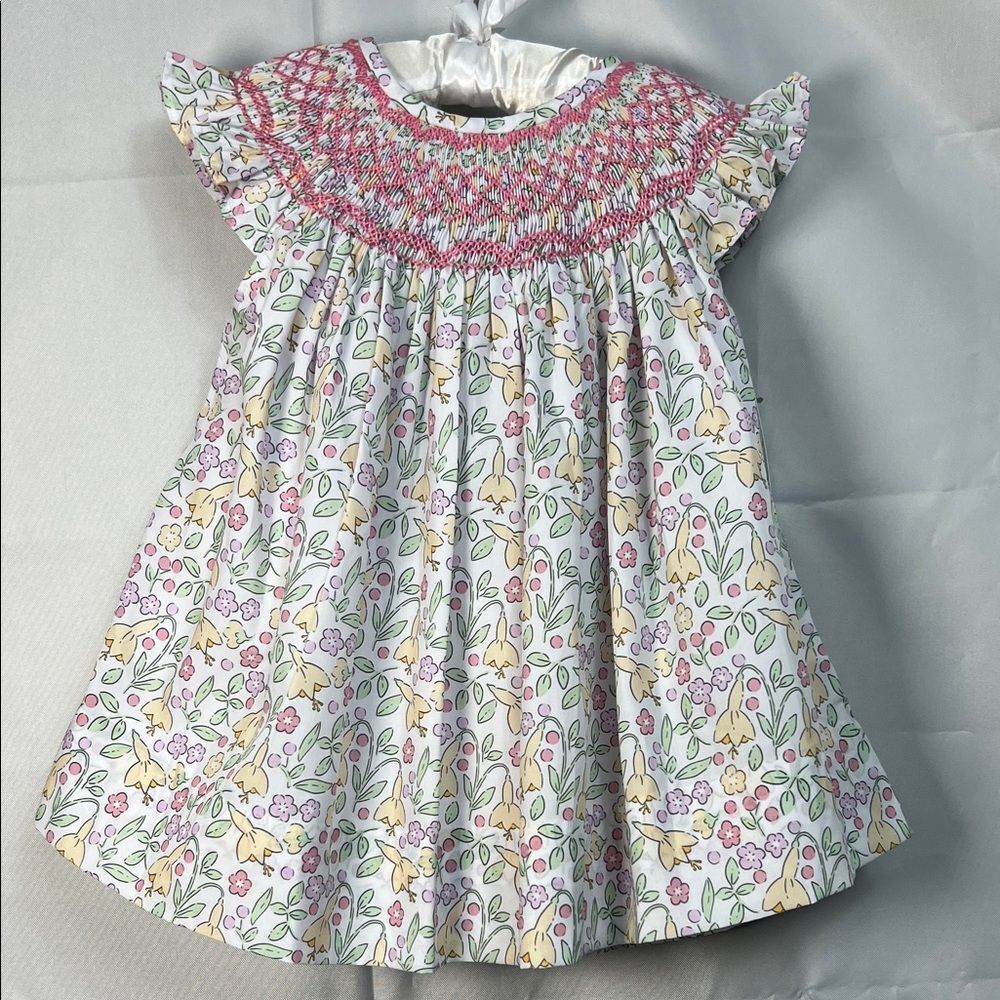 Shop Terra The Kenny smocked pastel floral bishop dress size 24 months NWT